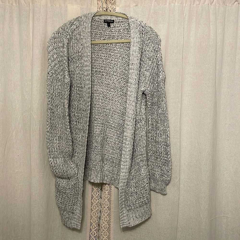 Express Light Gray Knit Cardi